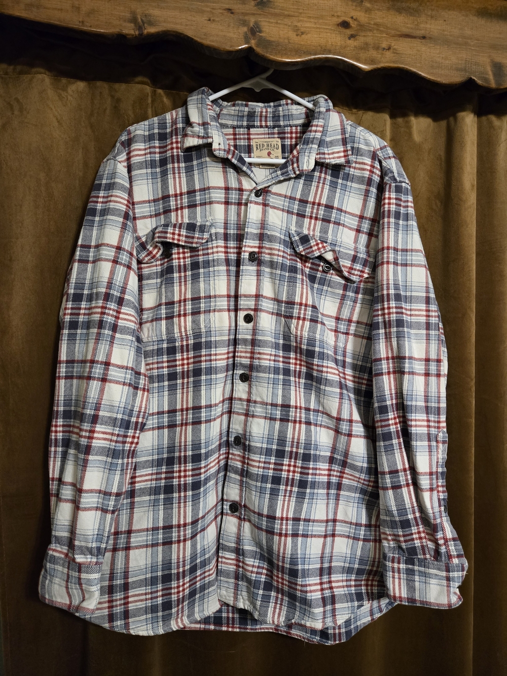 RedHead Plaid Dress Shirt in White, Blue & Red